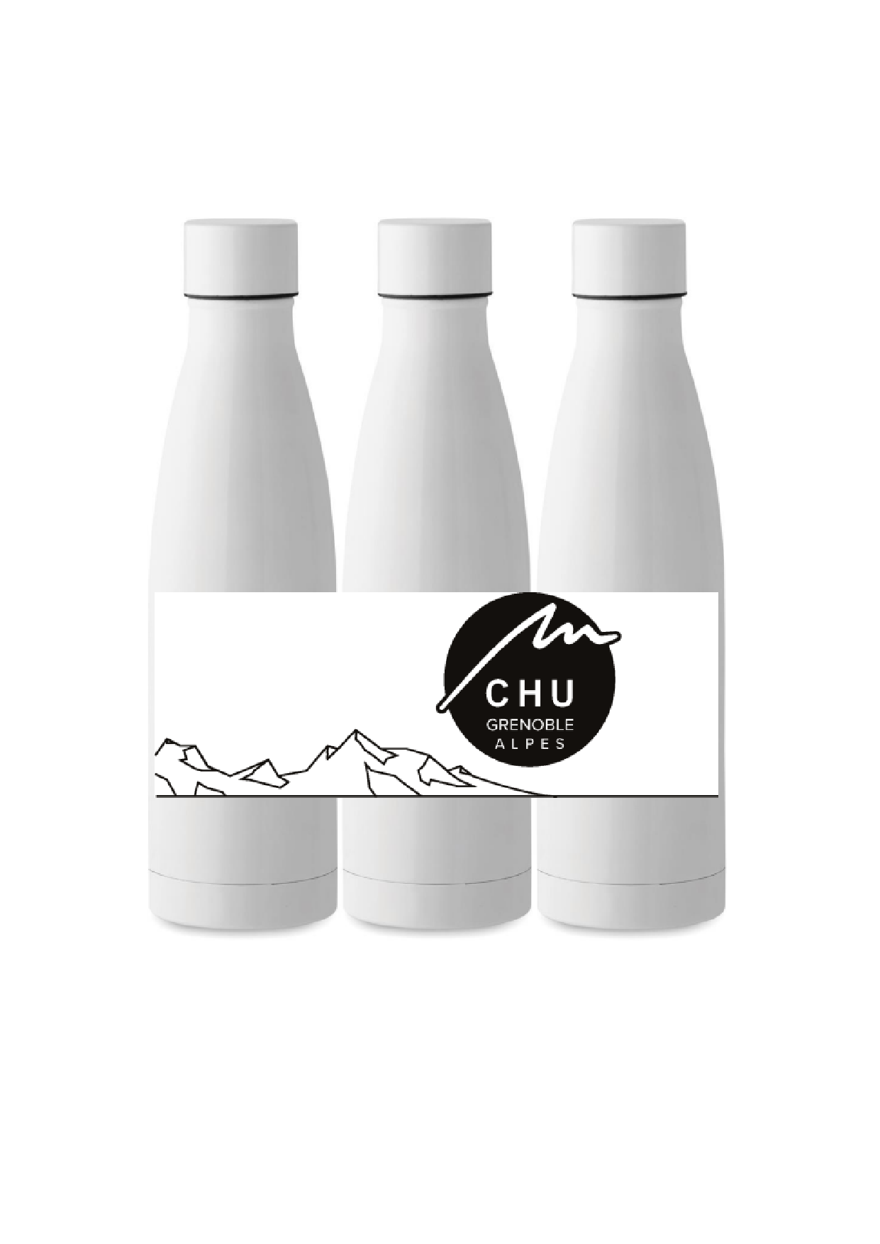 Bouteille iso Logo CHU montagne noir